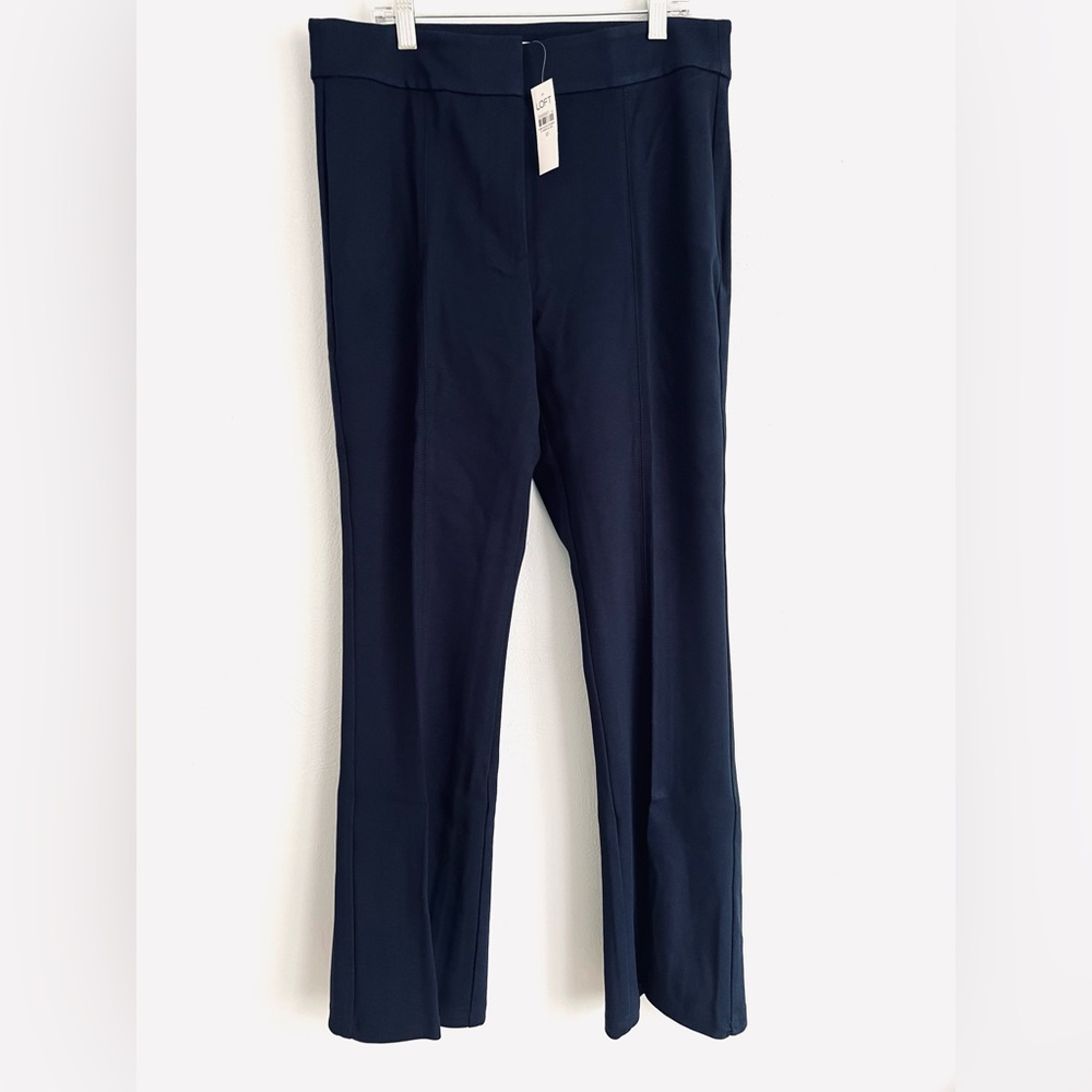 LOFT Curvy Split Hem Flare Pants in Twill